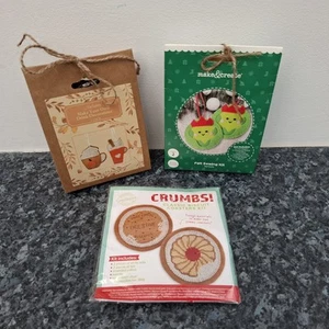 Kits de costura de punto de cruz y fieltro paquete de 3 posavasos digestivos brotes bebida nuevo - Imagen 1 de 14