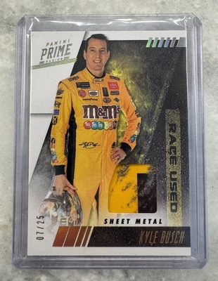 2019 Panini Prime Racing KYLE BUSCH RACE USED LOGO SHEET METAL HOLO GOLD SP /25 - Image 1 of 2