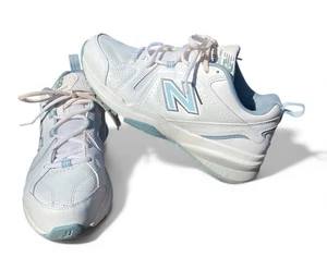 New Balance 608 Women 9 B WX608W White Blue Non-marking Running Shoes Sneakers - Picture 1 of 18
