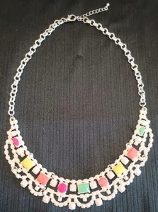 Vintage White Bright Fun Colorful Beads Great Summer Necklace!! - Picture 1 of 4
