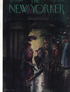 1935 New Yorker April 13  Rainy day school Original cover - Barney Tobey - Picture 1 of 1