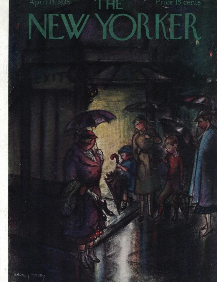 1935 New Yorker April 13  Rainy day school Original cover - Barney Tobey - Image 1 of 1