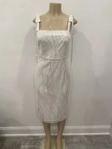 Monique L'Hiullier Brautkleid 284285 Midikleid Etui Pailletten weiß Größe 4 595 $ - Bild 1 von 23