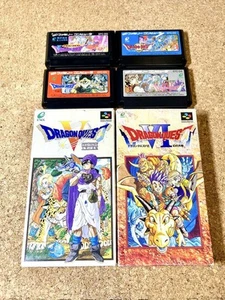 Famicom Super Dragon Quest Set w/Box (DQ I-V VI) Tested No Manual - Picture 1 of 4