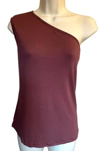 Blusa Top Kim & Cami Para Mujer Un Hombro Sin Mangas Viscosa Suave Talla L Granate - Imagen 1 de 8