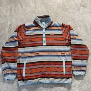 Cinch Aztec Fleece Jacket Uomo Taglia XL Arancione Verde 1/4 Snap Pullover Southwest - Foto 1 di 13