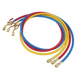 3x AC Refrigerant Charging Hose With Ball Valve 500PSI Air Conditioning Manifold - Picture 1 of 12
