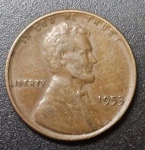 1953 P Lincoln Wheat Cent Error – Retained Struck-Through Debris on Reverse BN - Picture 1 of 7