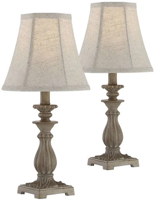 Cali Traditional Accent Table Lamps 19" High Set of 2 Antique Beige for Bedroom - Image 1 of 4