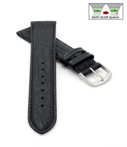 Feines Easy-Klick Eidechsen-Leder Uhrenarmband Modell Davos-71S NL schwarz 16 mm - Picture 1 of 4