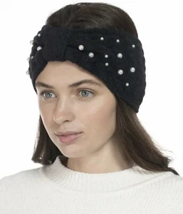 INC Damen schwarz Strick Kopftuch Perlen verziert Knoten Stretch neu mit Etikett - Bild 1 von 5