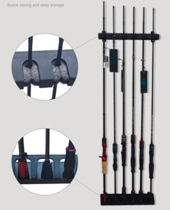 6 Fishing Rod Holder Pole Rack Horizontal Boat Fishing Wall Mount Stand Storage - Picture 1 of 5