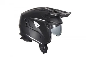 CASCO MOTO UFO JET SHERATAN TRIAL SCOOTER NERO OPACO VISIERA FUMÈ A SCOMPARSA - Imagen 1 de 3
