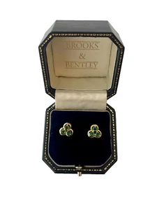 Emerald Earrings 9ct Gold Emerald Stud Earrings year 2000 Vintage Earrings - Picture 1 of 12