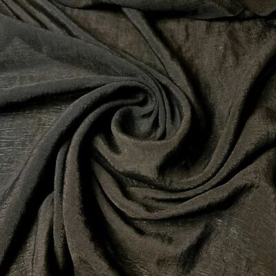 *Clearance* Black Crepe Polyester Shiny Plain Drape Dress Craft Fabric Wide 44" - Image 1 of 3