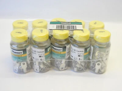 200 pcs Panduit P4-14R-E Ring Lug Terminals 4 AWG, 1/4" Stud, Non Insulated NEW - Image 1 of 4