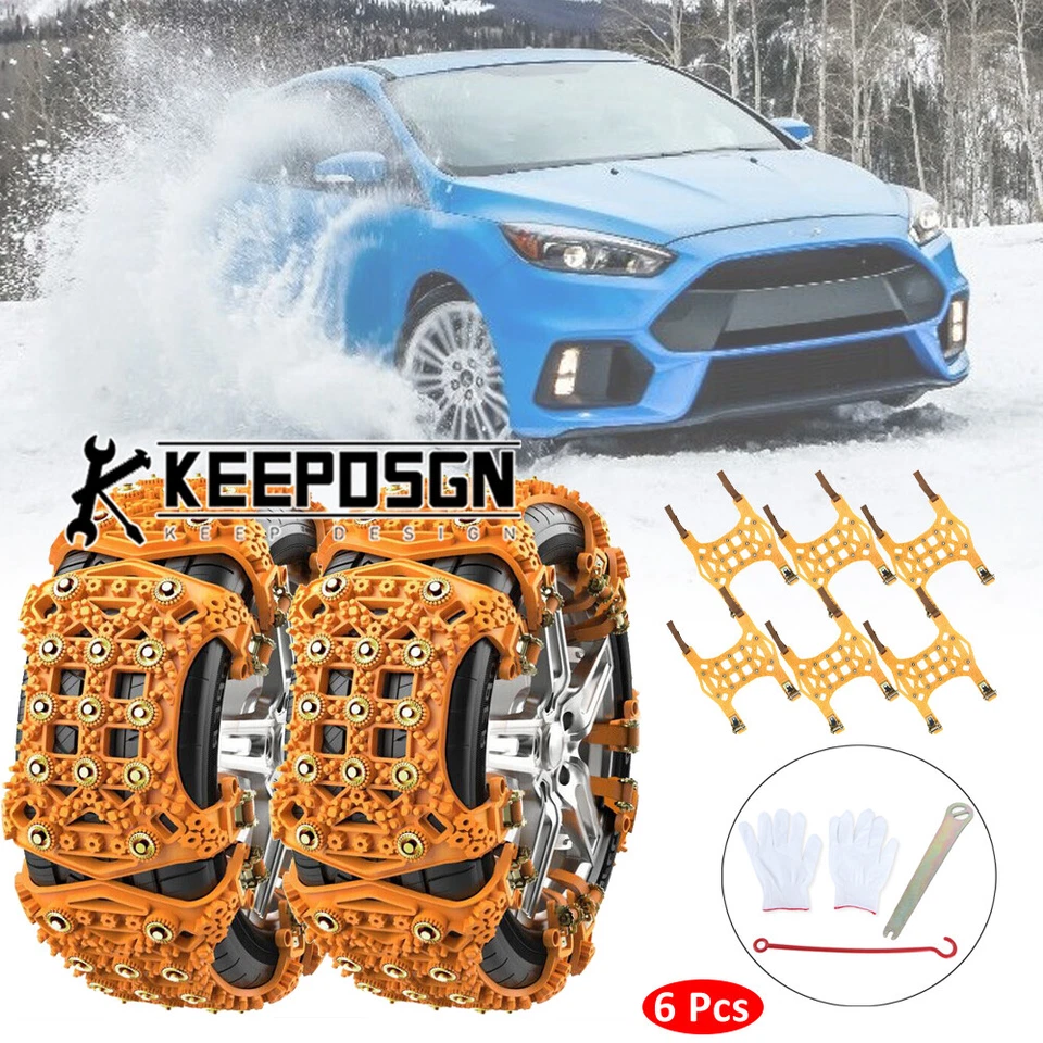 Cadenas de neumáticos de nieve antideslizantes invierno seguro de emergencia para rueda de coche para Ford Focus 6 piezas Foto 1 de 4