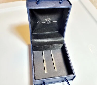 Charles & Colvard Plata Esterlina Moissanita Pendientes Chaquetas Pave Bar Foto 1 de 3