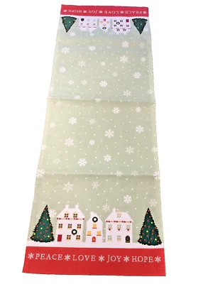St. Nicholas Square, Christmas Trees & Houses Table Runner 13" x 36", NIP - Image 1 of 2