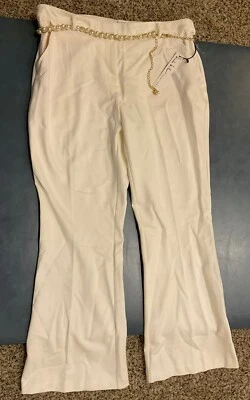 Pantalones de vestir Nicole Miller para mujer XL tiro medio corte bootperla/dorado con cinturón marfil nuevos con etiquetas Foto 1 de 4