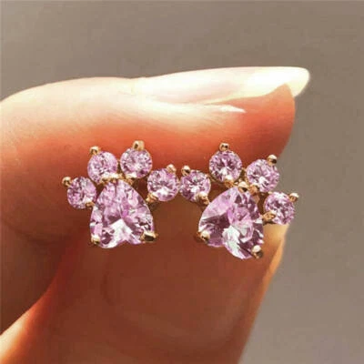 Preciosos aretes de cristal rosa rellenos de oro rosa para mujer un par Foto 1 de 4
