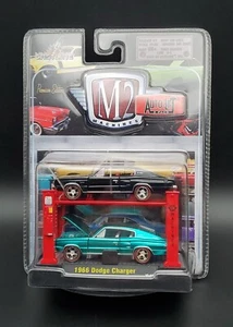 M2 Machines Auto-Lift 2 Pack 1966 Dodge Charger Teal And Black 1:64 Scale - Picture 1 of 8