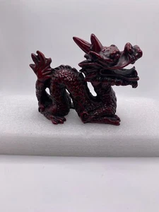 Hand crafted Red Cinnabar Hard Resin Chinese Dragon 12cm x 9cm - Picture 1 of 8