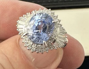 A Superb 3.43ct CornFlower Blue Sapphire & Diamond Ring - Picture 1 of 12