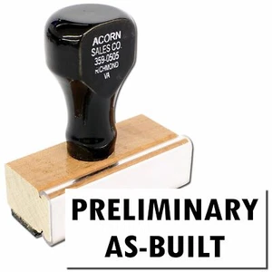Large Preliminary As Built Rubber Stamp Size 7/8" Tall x 2-1/4" Wide - Picture 1 of 5