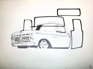 1961-1966 Ford pickup / Truck cab weatherstrip kit with groove for chrome - Picture 1 of 1