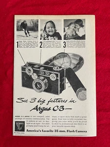 Vintage 1947 Argus C 3 Camera Print Ad 35 mm Camera Ad - Picture 1 of 7