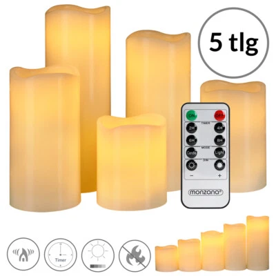 MONZANA® LED Kerzen mit Timerfunktion flackernd Echtwachs Warmweiß Fernbedienung - Bild 1 von 4