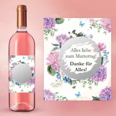 AUFKLEBER SET - MUTTERTAG - Hortensien Rubbelsticker Silber Mama Geschenk - Bild 1 von 4