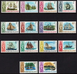 1967-68 Norfolk Island Ships Definitives Set Of 14 Mint Never Hinged, Clean - Bild 1 von 1