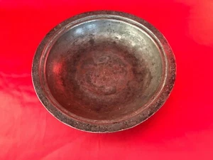 ANTIQUE OTTOMAN ISLAMIC COPPER BOWL PLATE TUGHRA FLORAL ENGRAVING ALL AROUND - Picture 1 of 11