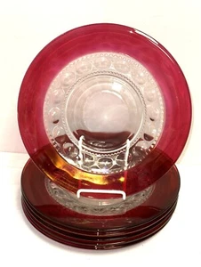 6 Indiana KINGS CROWN RUBY FLASHED 10" DINNER PLATES *BEAUTIFUL* - Picture 1 of 1