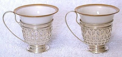 2 tazas vintage Gorham A5549 de plata esterlina pura Lenox Demitasse AS19 Foto 1 de 4