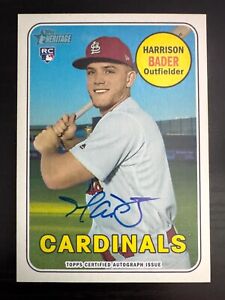 2018 Topps Heritage Harrison Bader HOA-HB Real One Auto Rookie RC Signature