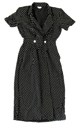 Vestido midi de colección Jessica Lauren negro blanco a lunares manga corta bolsillo para mujer 6 Foto 1 de 4