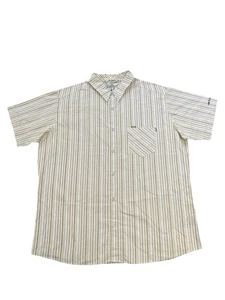 Billabong Striped Shirt Beige Men’s Size XL Embroidered Short Sleeves Surfer - Picture 1 of 11