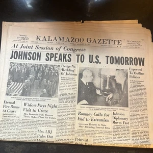 Kalamazoo Gazette Zeitung 26. November 1963 Johnson spricht morgen mit den USA komplett - Bild 1 von 11