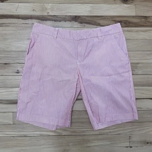 Tommy Hilfiger Womens Bermuda Shorts - Pinkish Red / White Pinstripe Size 8 - Picture 1 of 5