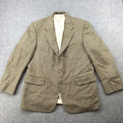 Blazer deportivo vintage Oscar De La Renta para hombre 44R marrón lana pata de gallo Foto 1 de 4