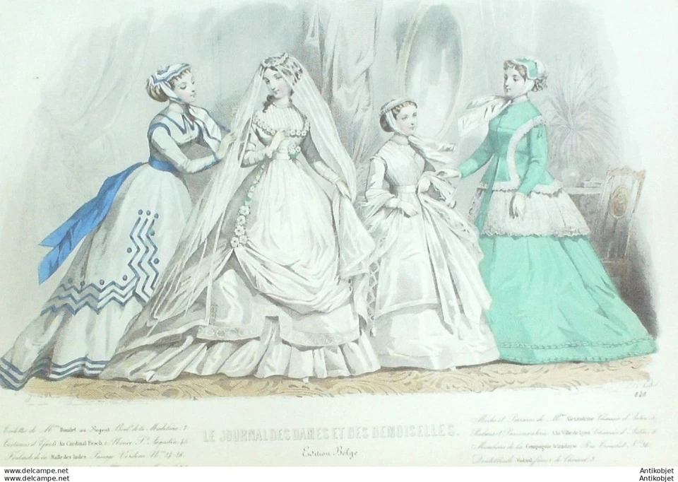 Gravure Mode J.Dames & Demoiselles 1859 # 848 (Old Fashion plate) - Photo 1/1