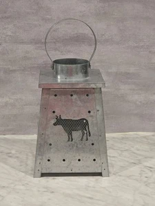 Hanging Metal Lantern W/ Cow Cutouts - Picture 1 of 6