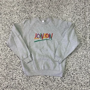 Vintage besticktes London buntes Sweatshirt Gr. Medium Rundhals 90er Souvenir - Bild 1 von 4