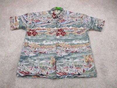 Camisa Kahala Para Hombres Grande L Playa Pesca Gráfico Estampado Algodón Hawaiano Abotonada Foto 1 de 4