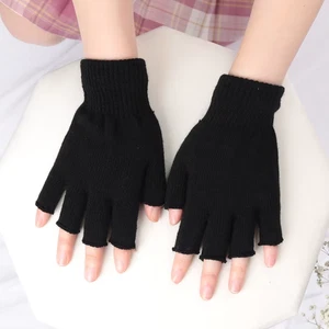 H Fingerlose Handschuhe Unisex Strick Winter Warm Halbfinger Handschuhe Geschenk - Bild 1 von 18