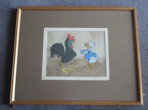 Celda de producción pintada a mano "Donald Duck & Rooster", tienda Disney Art Corner - Imagen 1 de 4