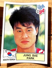 PANINI WORLD CUP 94 USA NO 199 JUNG BAE PARK SOUTH KOREA VG UNUSED GREEN BACK